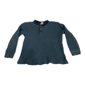 Old Navy Baby Boys Waffle Henley Shirt 3T Blue Long Sleeve Casual Lightweight